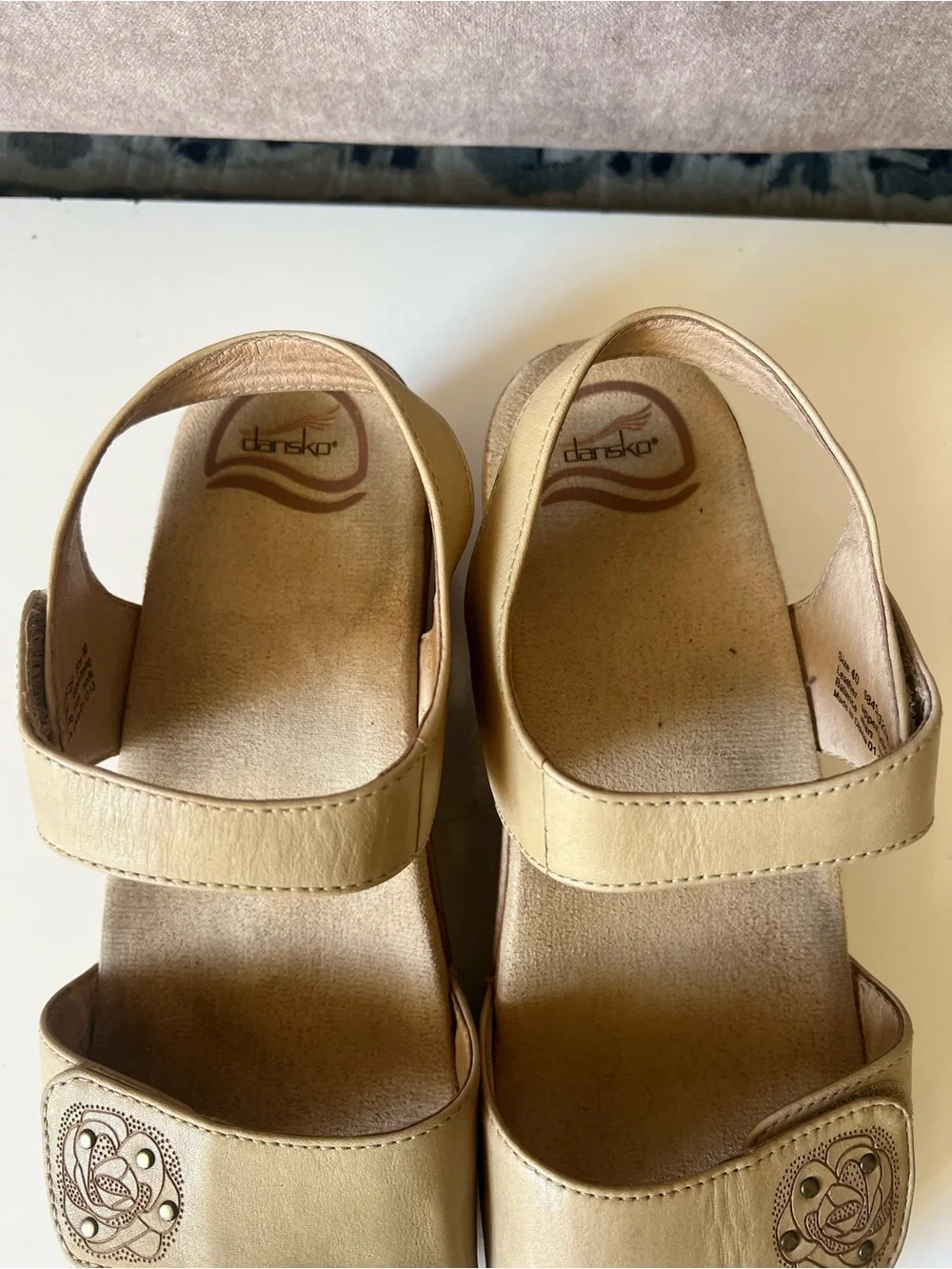 Dansko Tan Leather Two-Strap Comfort Sandals